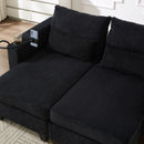 Convertible Chaise Lounge Sofa Chair With USB Ports, Cup Holders, Phone Holder And Storage by HouseOfZazla