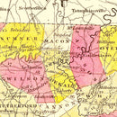 Vintage Map of Tennessee 1847