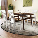 Set of 2 Kitchen Armless Dining Chairs with Slatted High Backrests-White by LJGDeals