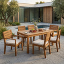 Outdoor 6-Seater Acacia Wood Expandable Dining Set