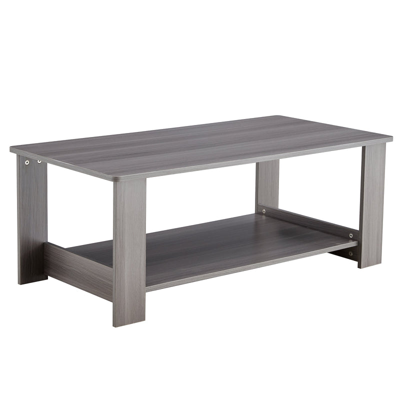 A modern and practical gray textured coffee table,tea table.Double layered coffee table made of MDF material,. Suitable for living room,bedroom and study room. 43.3"x21.6"x16.5" CT-16