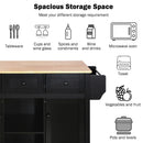 Kitchen Cart with Rubber wood Drop-Leaf Countertop ,Cabinet door internal storage racks,Kitchen Island on 5 Wheels with Storage Cabinet and 3 Drawers for Dinning Room, Black by Montret
