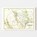 Vintage Map of Texas 1846