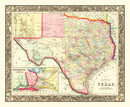 Vintage Map of Texas 1860