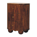 Solid Wood Curved Fluted Bedside Chest