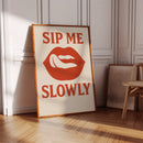 Sip Me Slowly Retro Lips Print