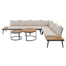 6-Piece Outdoor Sectional Sofa Set with Round Nesting Coffee Tables and Seating Sofa with Cushions for Patio, Porch and Garden (Beige)