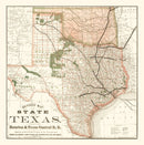 Vintage Map of Texas 1877