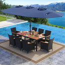 10 Piece Outdoor Dining Set with 15 Feet Double-Sided Twin Umbrella by LJGDeals