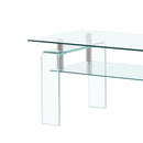 Modern Tempered Glass Coffee Table With 2 Tier Storage For Living Room by Unique Piece Furniture