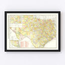 Vintage Map of Texas 1918