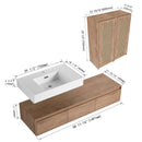 Modern Wall Mounted Bathroom Vanity With Resin Sink And 2 Side Cabinet, Imitative, Construction - Imitative Oak by HouseOfZazla