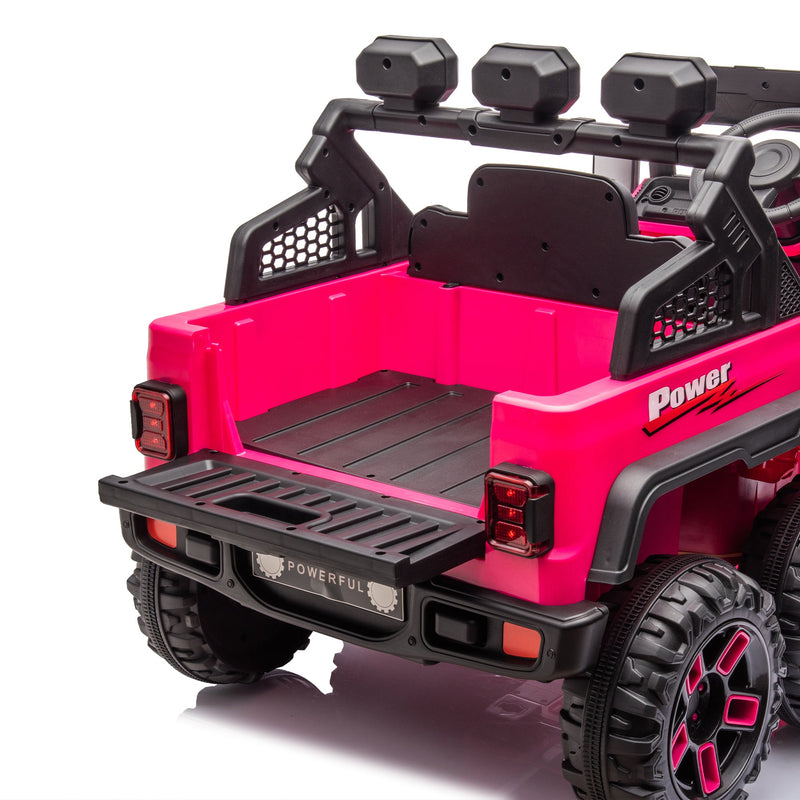 24V Ride On Large PickUp Truck car for Kids,ride On 4WD Toys with Remote Control,Parents Can Assist in Driving,Bluetooth music version,Pickup truck design with spacious storage in the rear.