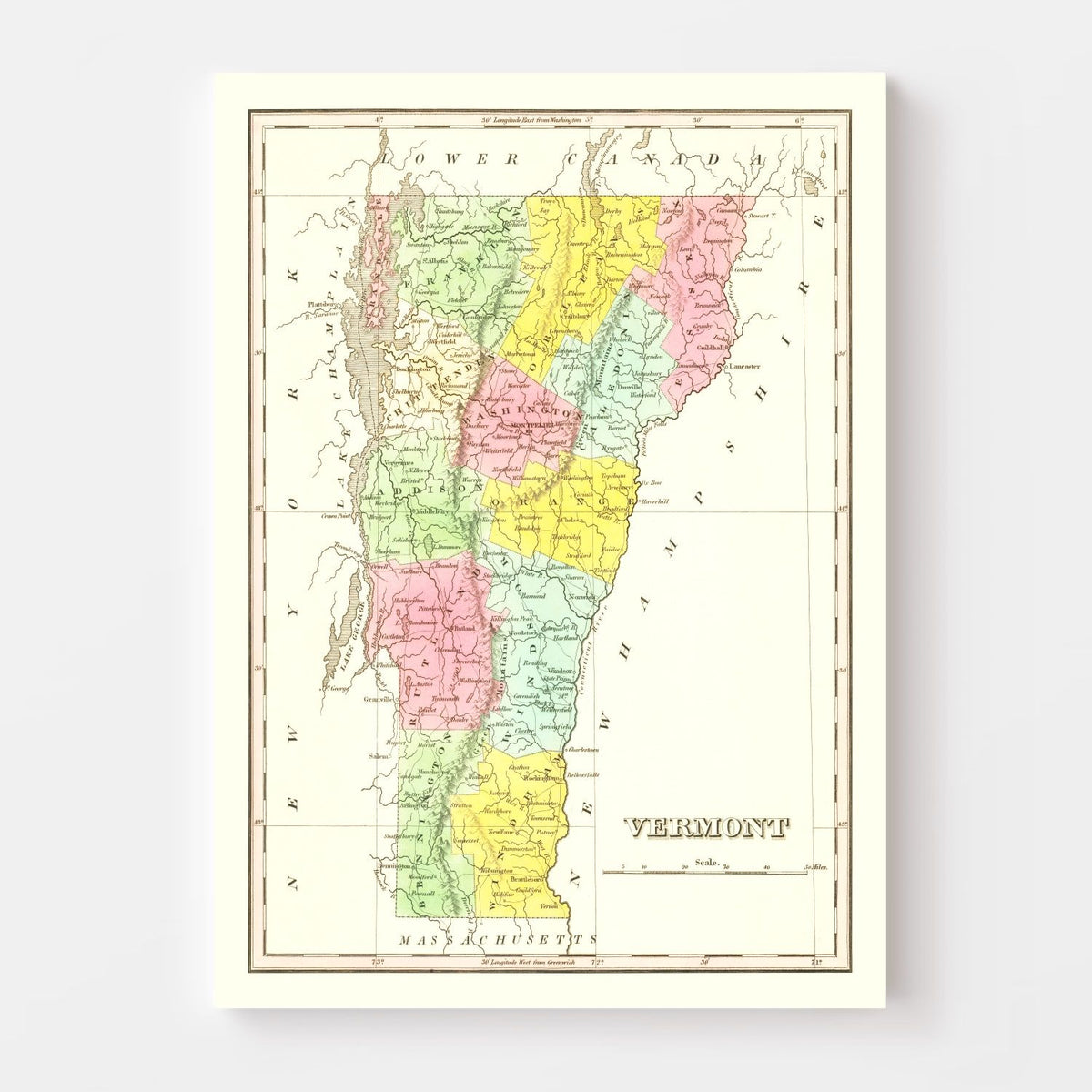 Vintage Map of Vermont 1824, photo 4 of 5