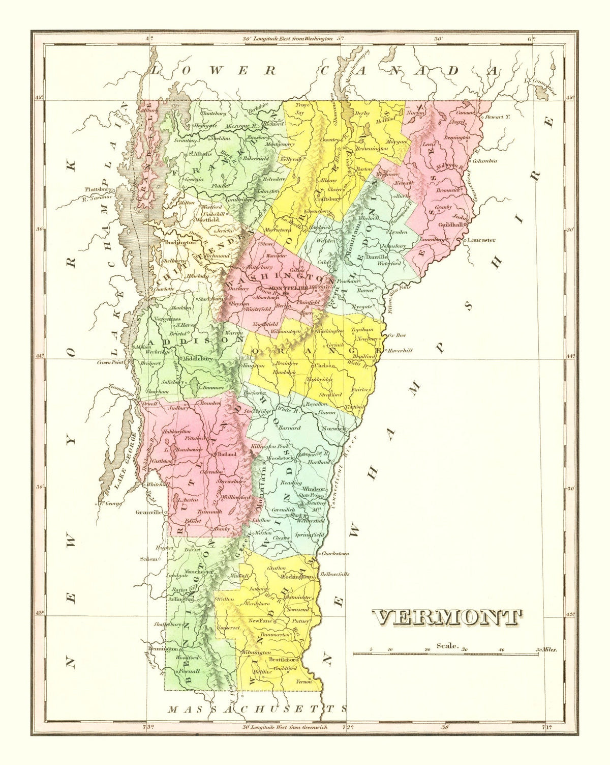 Vintage Map of Vermont 1824, photo 5 of 5