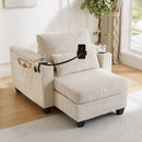 Convertible Chaise Lounge Sofa Chair With USB Ports, Cup Holders, Phone Holder And Storage by HouseOfZazla