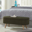 Luxury Oval Boucle Storage Ottoman Bench