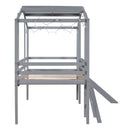Loft House Bed With Ladder And Slide, With board And Light Strip On The Roof by HouseOfZazla