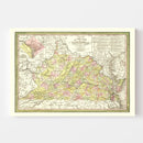 Vintage Map of Virginia 1854