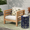 Outdoor Acacia Wood Patio Chair With Fabric Cushion by HouseOfZazla