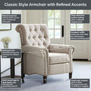 Aidan - Push Back Recliner Chair With Tufted Back And Nailhead Trim - Cream by HouseOfZazla
