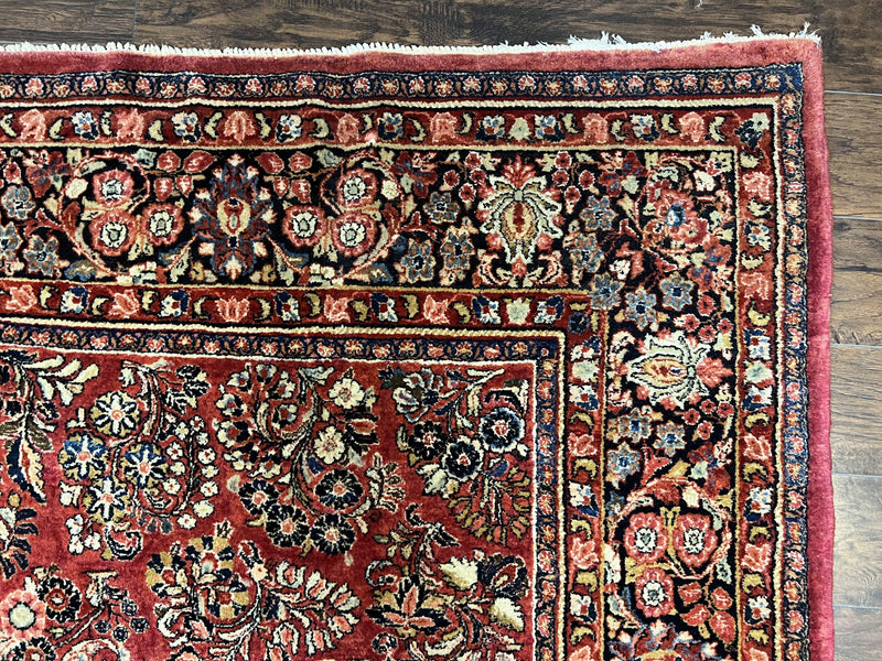 1920s Persian Sarouk Rug 9x12, Red Persian Carpet, High Quality Persian Rug, Allover Floral Pattern, Antique Oriental Rug, Wool Handmade Room Sized