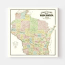 Vintage Railroad Map of Wisconsin 1873