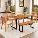 Acacia Wood Dining Table for 6 People Wooden Rectangular Table by LJGDeals