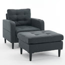 Upholstered Armchair And Storage Ottoman Set, Comfortable Single Sofa With Cup Holders And Tufted Detailing, Ideal For Living Room Or Bedroom by HouseOfZazla