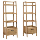 Fabian 2-piece 3-shelf Bookshelf with Drawer Distressed Light Brown