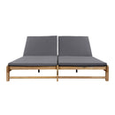 Light Teak Acacia Wood Double Chaise Lounger Set