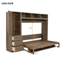 Full Size Murphy Bed With Wardrobe, Drawers, And Open Shelves - Wood by HouseOfZazla
