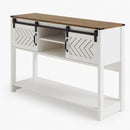 Entryway Table With Sliding Barn Door Storage - White / Oak by HouseOfZazla