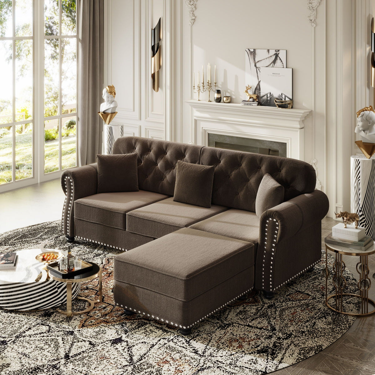 Upholstered 3 Seater Sofa Set With Ottoman, photo 26 of 39