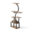 8 Tier Indoor Plant Stand With 5 Grow Lights For Living Room - Rustic Brown by HouseOfZazla