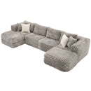 Modular Sectional Sofa, Boneless Couch With 2 Movable Ottomans by HouseOfZazla