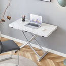Modern Minimalist Multifunctional Lift Table With Metal Legs - White / Silver by Unique Piece Furniture
