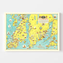 Vintage Pictorial Map of Mount Hope Bridge, RI 1933