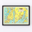 Vintage Pictorial Map of Mount Hope Bridge, RI 1933