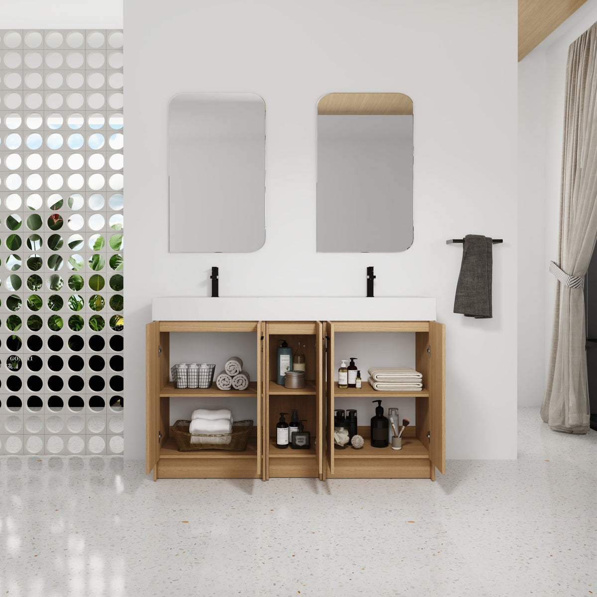 60" Double Sink Bathroom Vanity with Extra-Large Storage, photo 5 of 10