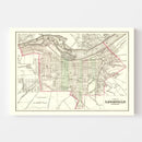 Vintage Map of Louisville, Kentucky 1875