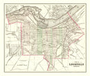 Vintage Map of Louisville, Kentucky 1875