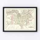 Vintage Map of Louisville, Kentucky 1875
