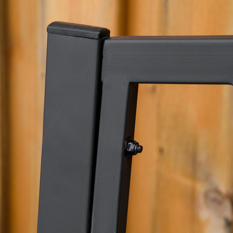 50" Metal Garden Bench, Black Outdoor Bench for 2 People, Park-Style Patio Seating, Decor with Smooth Armrests, Slatted Seat and Backrest, Black