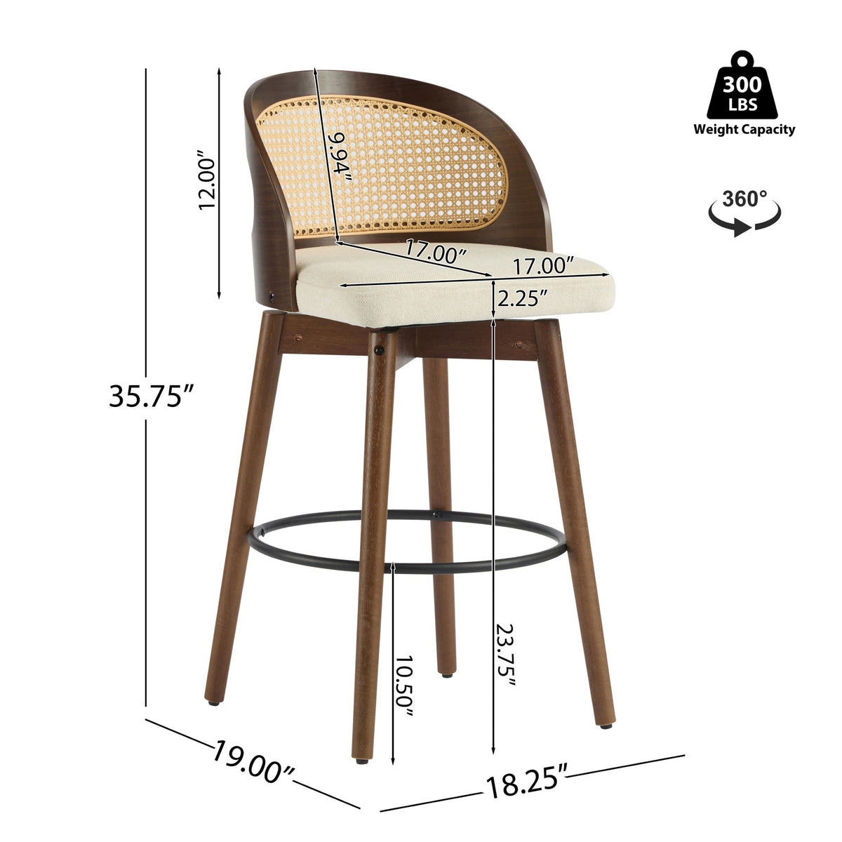 Como Indoor Wood Barstool Set of 2, photo 5 of 8