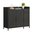 K&K 47.5"W Wicker Outdoor Storage Cabinet with Tempered Glass Top by HouseOfZazla
