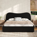 King Size Upholstered Platform Bed with Wooden Slats by HouseOfZazla