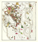 Vintage Map of Seattle, Washington 1890