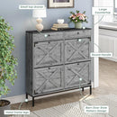 Large Shoe Cabinet with 4 Flip Drawers, Freestanding Shoe Cabinet Organizer with Metal Drawer Bracket, Shoes Storage Cabinet for Entryway, Narrow Shoe Rack Cabinet,Washed Gray