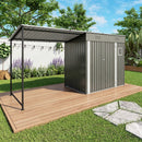 Lean To Shed With Open Sided Pergola, Outdoor Storage Shed & Attached Hardtop Gazebo Combo - Gray by HouseOfZazla